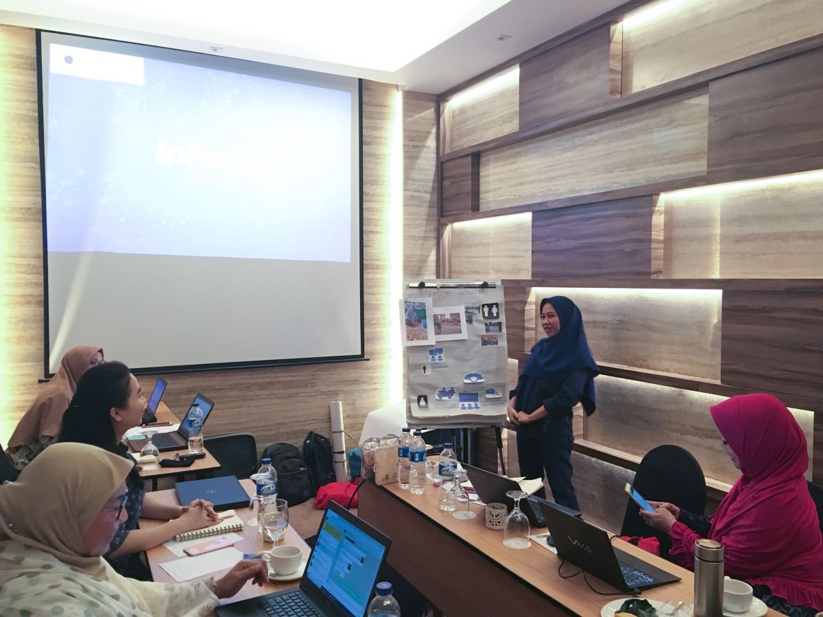 Namira Arsa, gender expert for the Sulawesi Community Foundation in Indonesia, speaks at the RECOFTC’s Weaving Leadership for Gender Equality (WAVES) training in 2019.