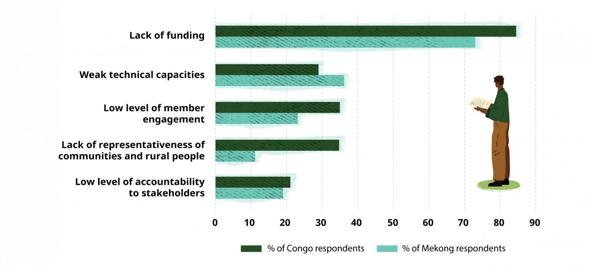 Figure 5. Top five internal barriers to effectiveness, according to network leaders and members who completed the online survey