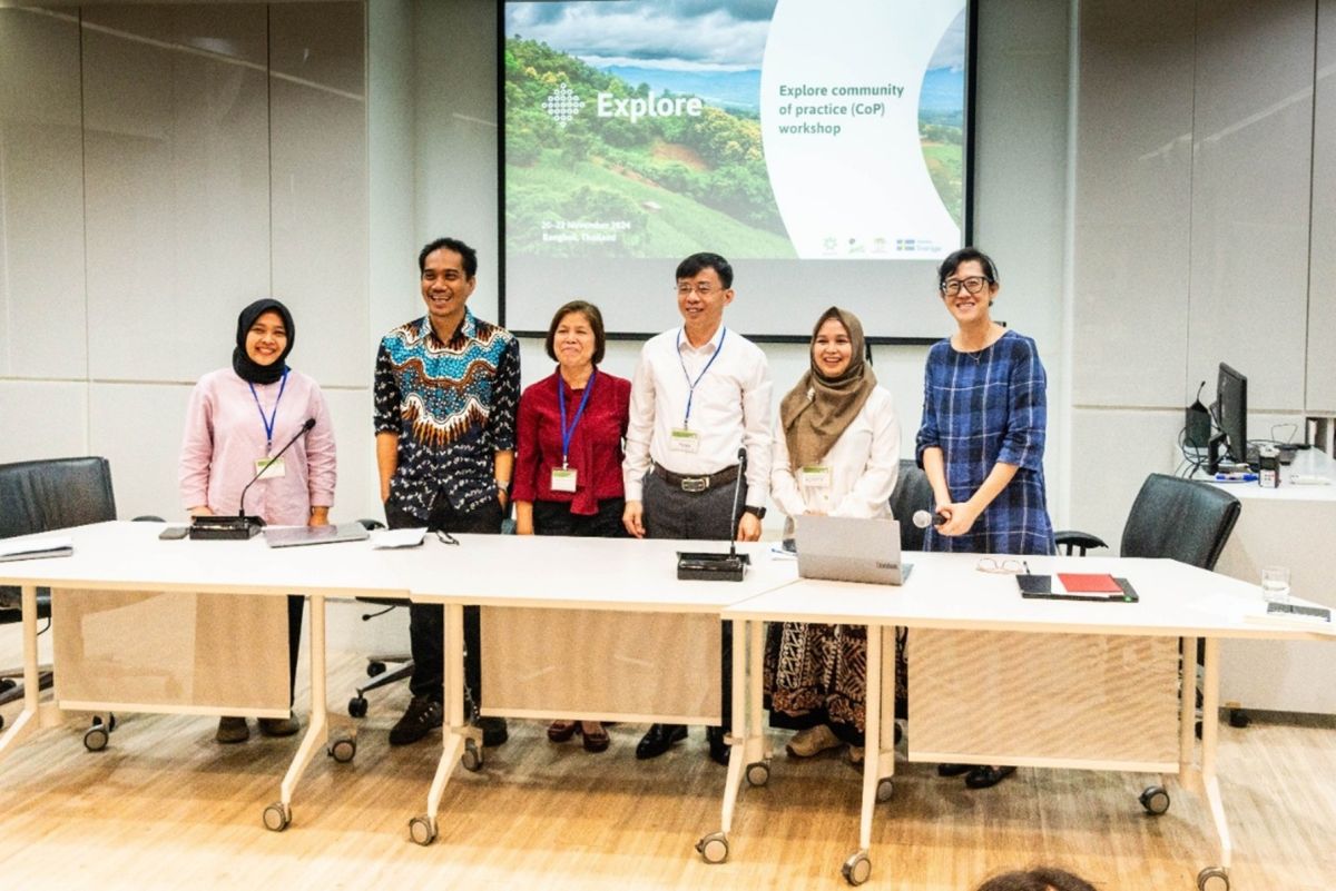 Figure 2 Hao (Hope) Zhuang (far right), Explore's programme manager at RECOFTC, pictured with panellists after the panel discussion on agroforestry.