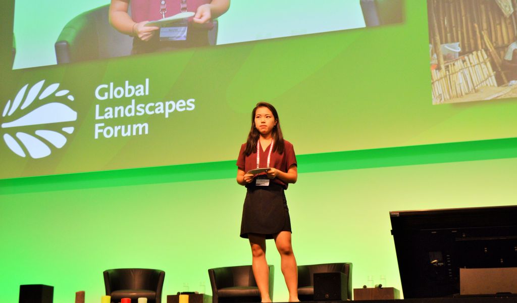 Mayumi Sato speaks at the Global Landscapes Forum in Bonn