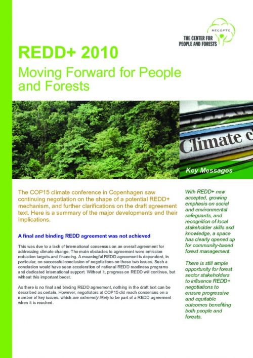 REDD+ 2010: Moving Forward for People and Forests