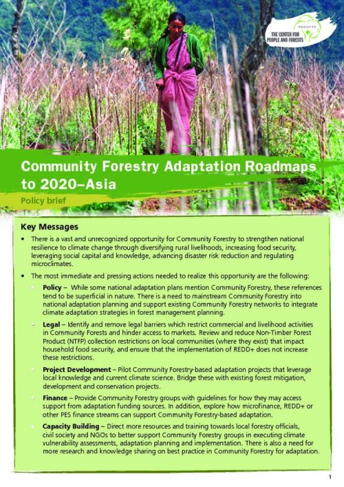 Community Forestry Adaptation Roadmaps to 2020 for Asia
