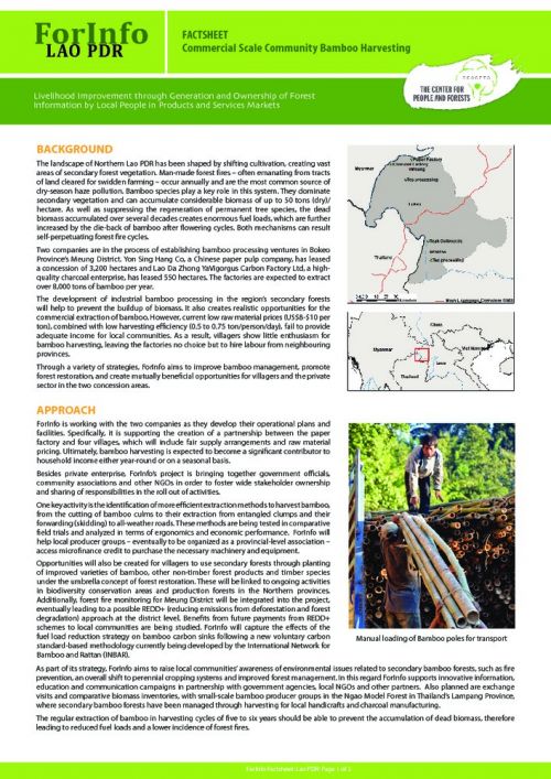 ForInfo Factsheet: Commercial Scale Community Bamboo Harvesting