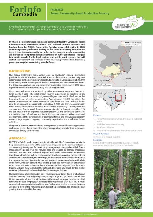 ForInfo Factsheet: Seima Community-Based Production Forestry