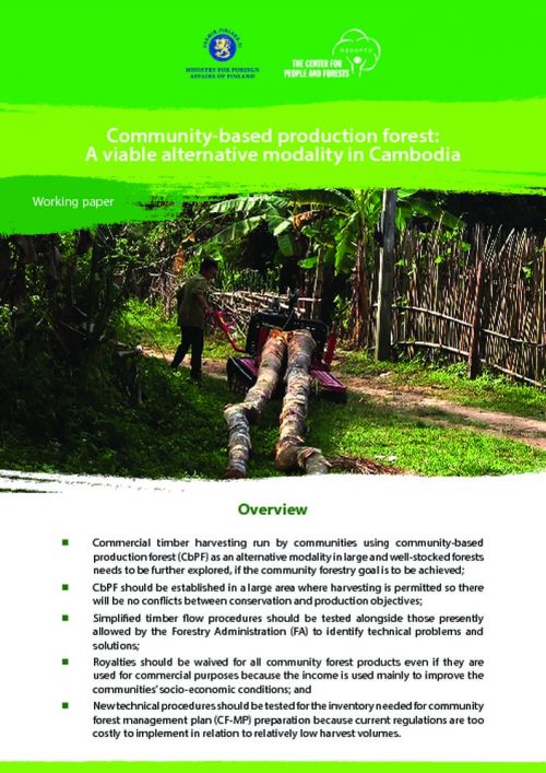 Community-based Production Forest: A Viable Alternative Modality in Cambodia