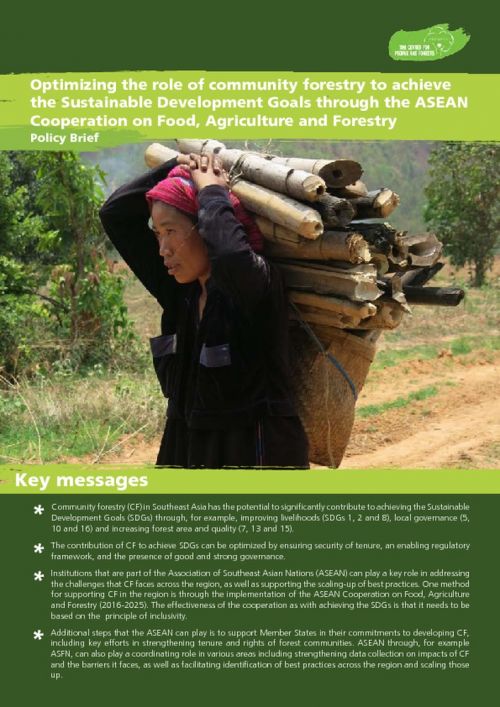 Optimizing the Role of Community Forestry to Achieve the Sustainable Development Goals through the ASEAN Cooperation on Food, Agriculture and Forestry