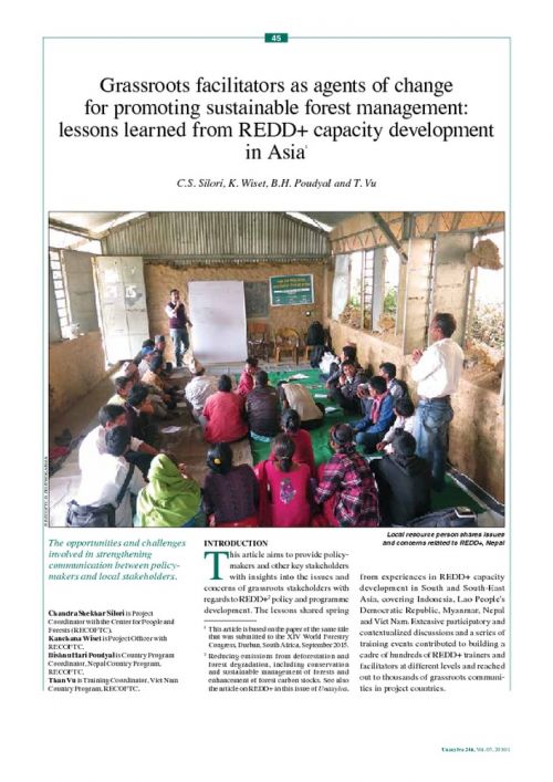 Grassroots Facilitators as Agents of Change for Promoting Sustainable Forest Management: Lessons Learned from REDD+ Capacity Development in Asia