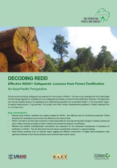 Decoding REDD: Effective REDD+ Safeguards - Lessons from Forest Certification